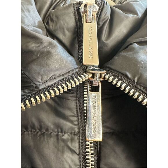 Michael Kors size XS black DOWN coat long puffer with hood and inner bib - Picture 7 of 12